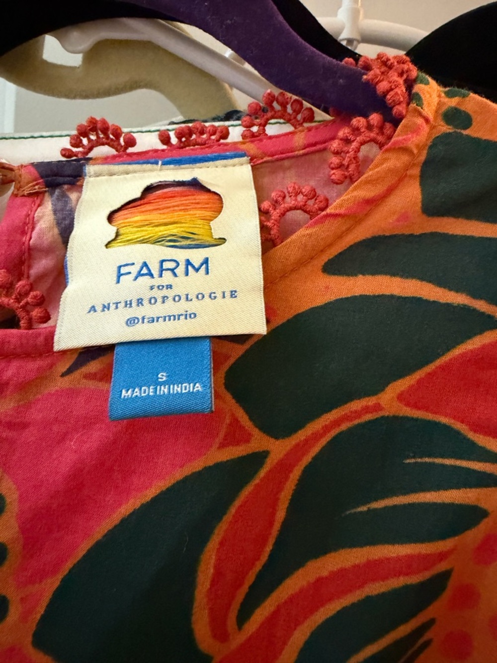 FARM Rio Floral Puff-Sleeve Blouse in Pink, Orange & Green - Picture 2 of 3